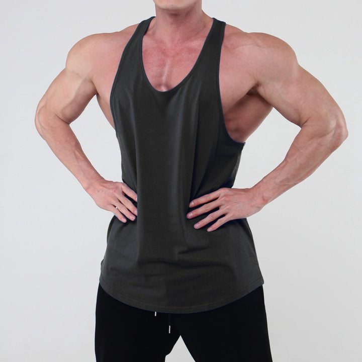 Herren Fitness Tanktop i åndbart bomuldsblandingsmaterial med racerback-snit Stilla