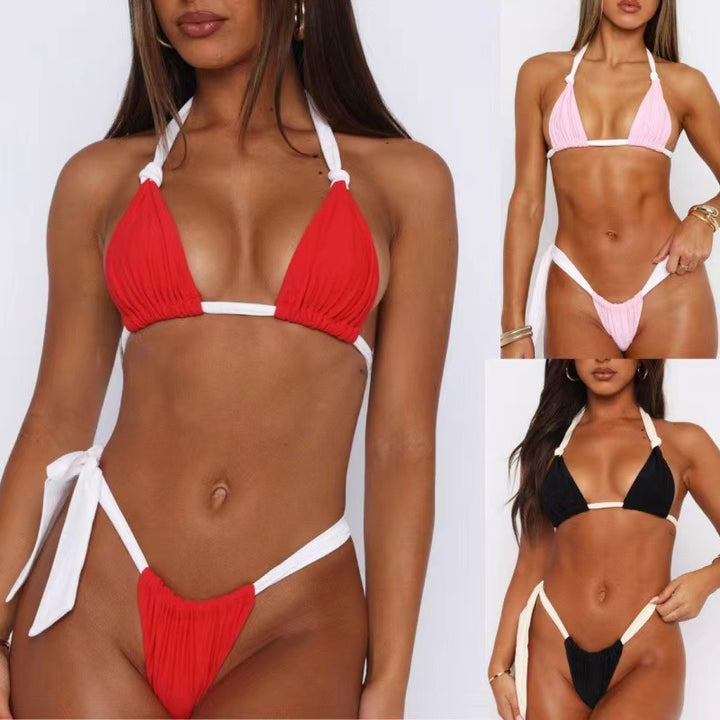 Damer Triangel-Bikini med fine rynkedetaljer Skovae