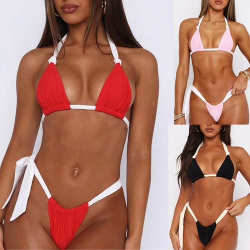 Damer Triangel-Bikini med fine rynkedetaljer Skovae