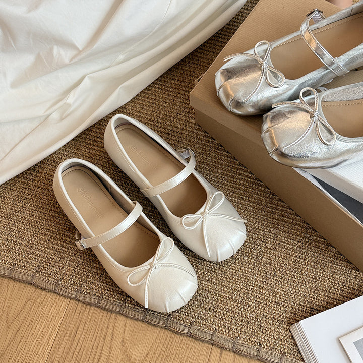 Femme Elegante Sløjfe-Detalje Mary Jane Ballerinas Stilla