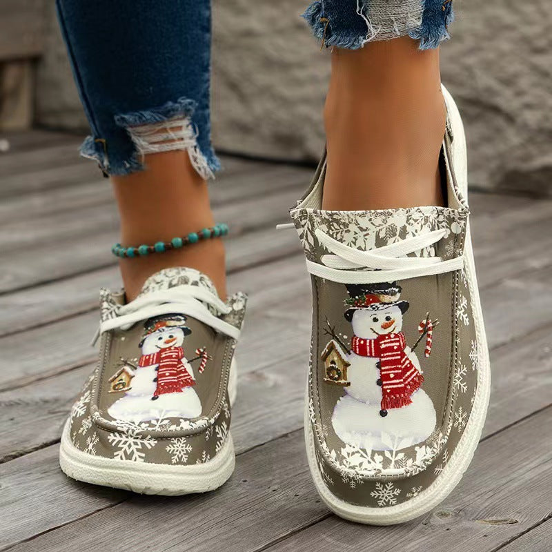 Dame Sneakers med vinterligt snemandsmotiv og skridsikker sål Stilla