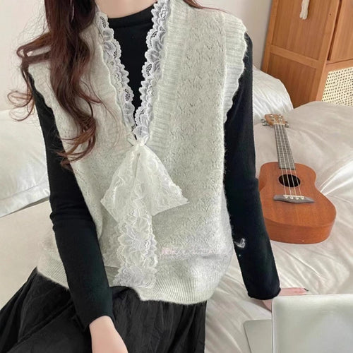 Kvinders Elegant Strik Vest med Flæse Detaljer Stilla