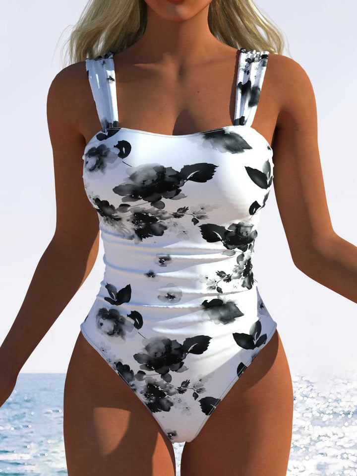 Dame en-delt badesuit med feminint blomstermønster og komfortabel pasform Skovae
