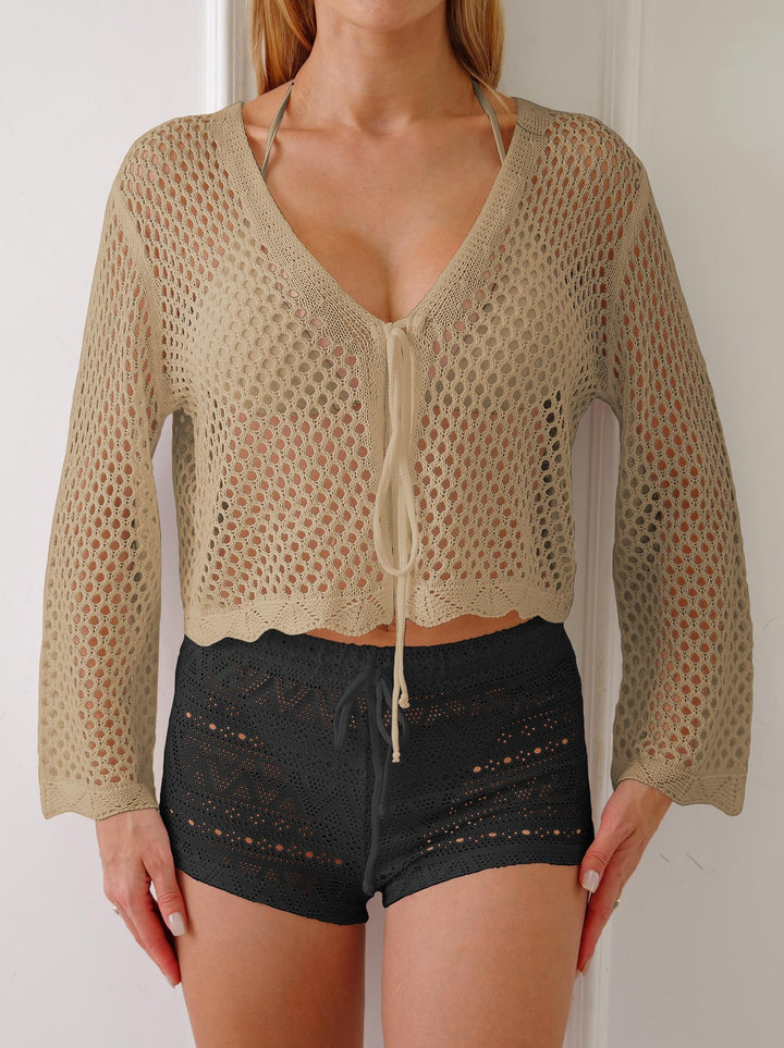 Femme Hæklet Åben Foran Strand Cardigan Stilla