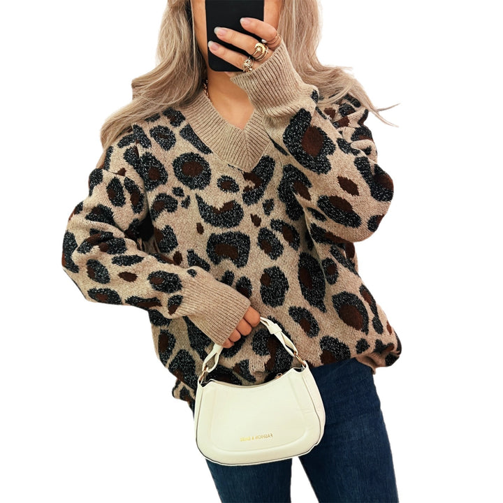 Kvinders afslappede strikket sweater med dyreprint Stilla
