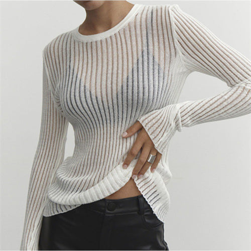 Dame Finrib-top med bred bluse-snit Stilla