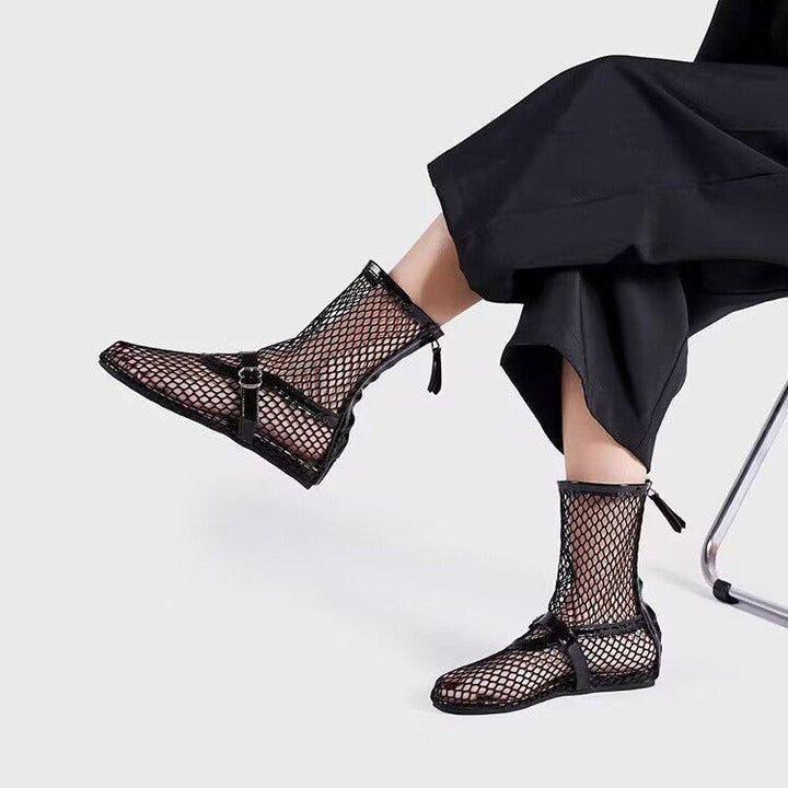 Dame Mesh Støvler med fashionable lynlås og slidstærk gummisål Stilla