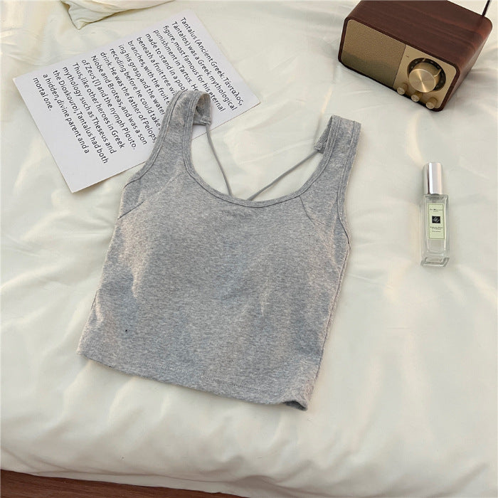Femme Stilfuld Korte Tanktop med Komplekst Stropdesign Stilla