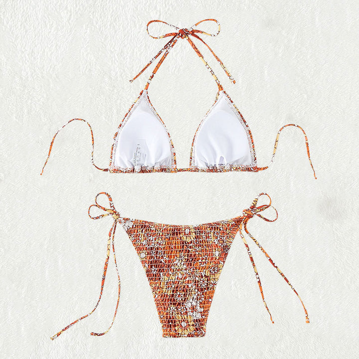 Dame Triangle-Bikini med legesygt blomsterdesign Skovae