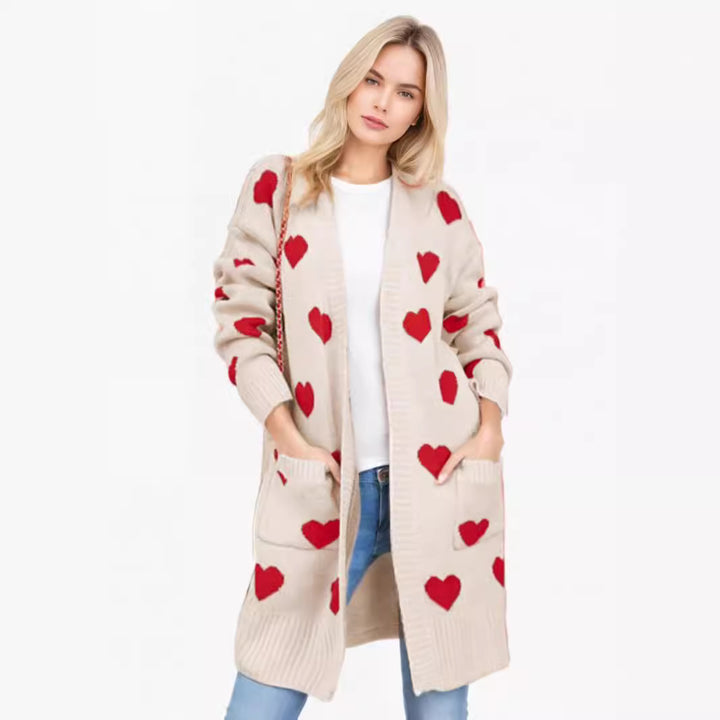 Kvinders cardigan med hjerteformet design og modstandsdygtig længde Stilla