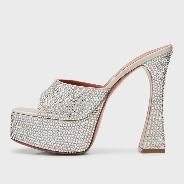 Femme krystal-besatte platform-sandaler- høje hæle Stilla