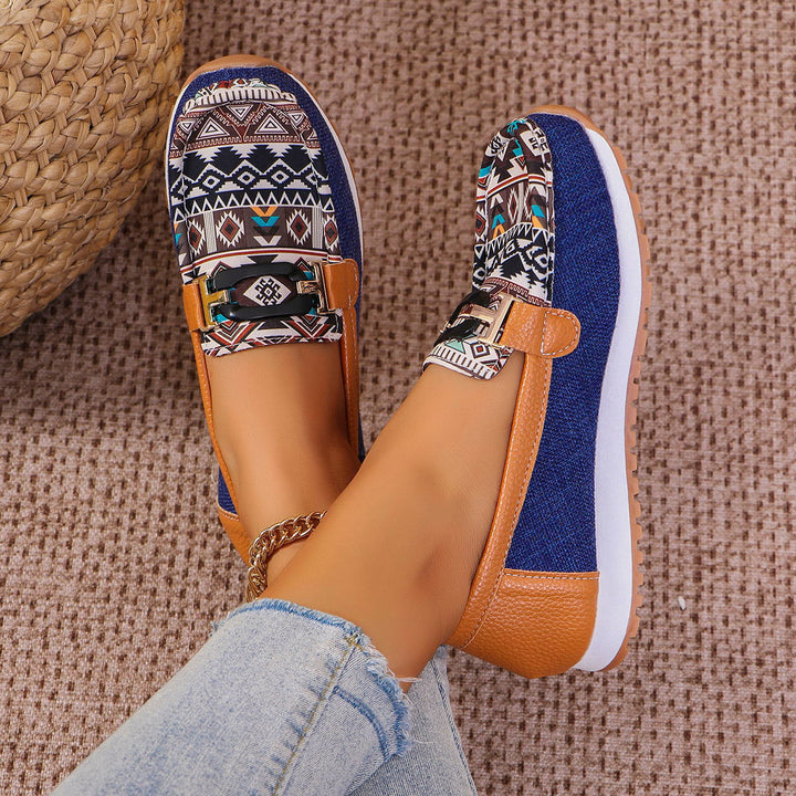 Dame Slip-On Mokasiner med trendy etno-design og polstret sål Stilla