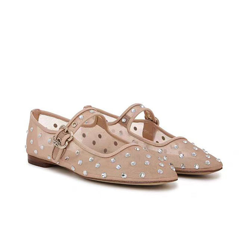 Femme strass-pyntet spidse sko-ballet flade Stilla