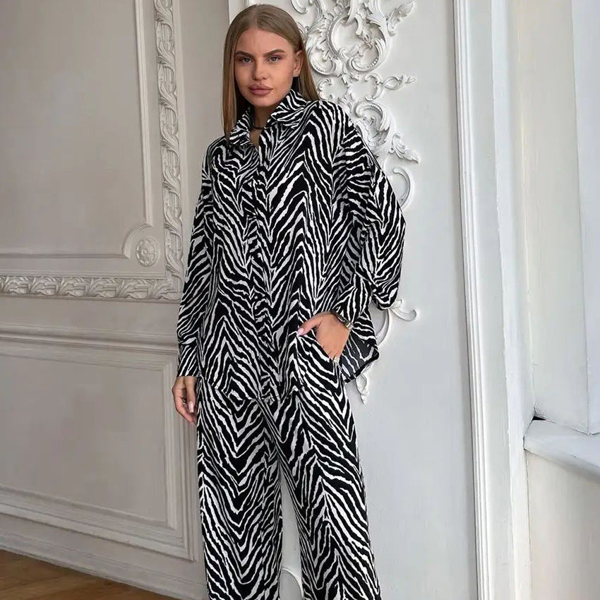 Dame elegant og behagelig sæt med zebra-design Stilla