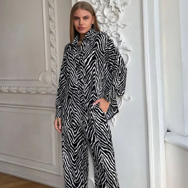 Dame elegant og behagelig sæt med zebra-design Stilla