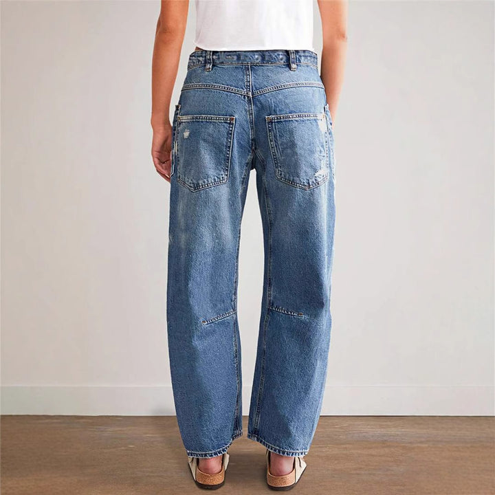 Dame Trendy Vintage Jeans i afslappet Boyfriend-snit med iøjnefaldende lommer Stilla