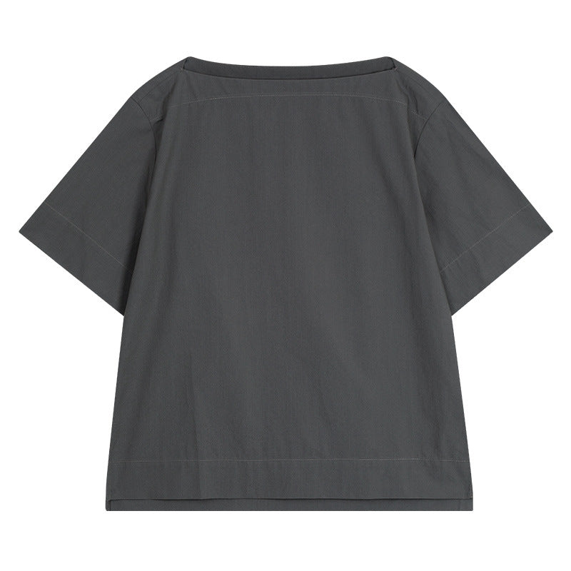 Dame moderne kortærmet bluse med afslappet snit og elegant rygsøm Stilla