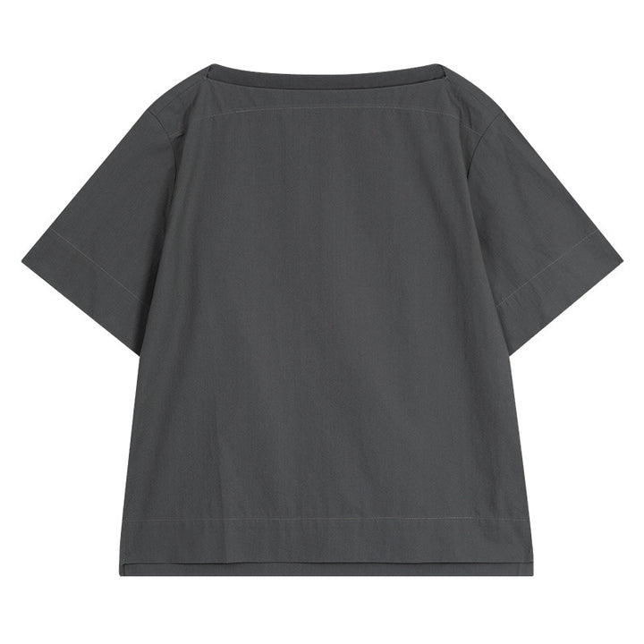 Dame moderne kortærmet bluse med afslappet snit og elegant rygsøm Stilla