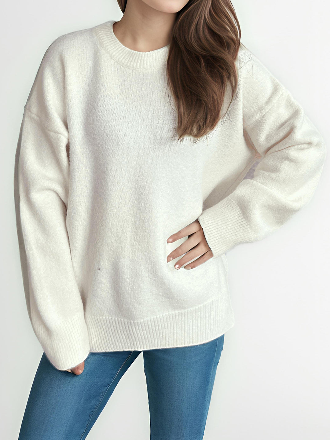 Kvinder oversized striktrøje med blød bomuldsblanding og afslappet snit Stilla