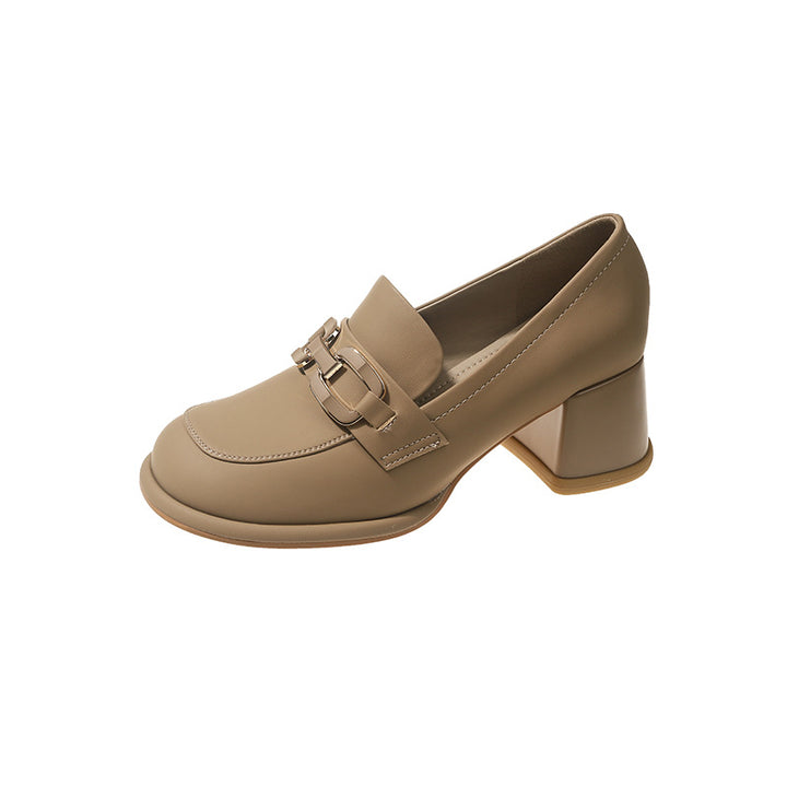 Dame Chunky Heel Slip-On Loafers med dekorativ spænde Stilla