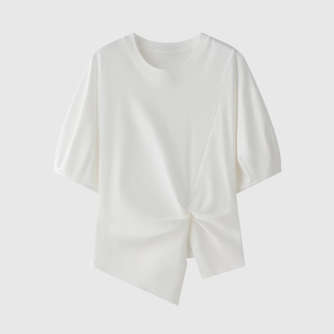 Dame puffærme-bluse med dekorativ knude Stilla