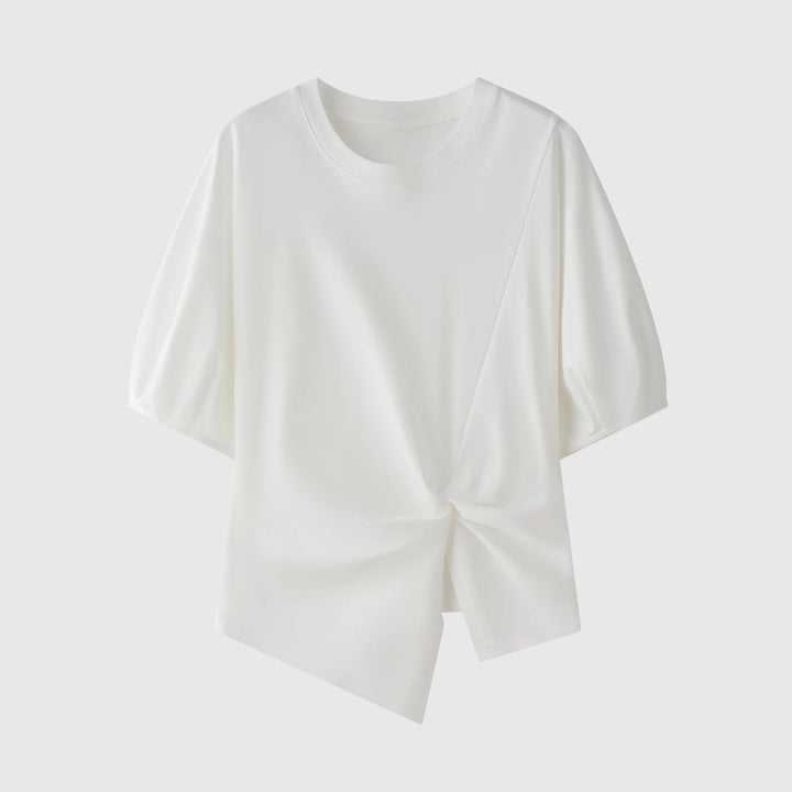 Dame puffærme-bluse med dekorativ knude Stilla