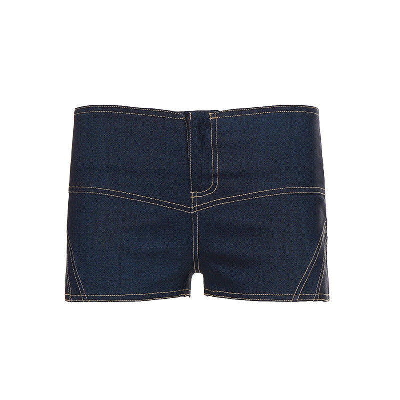 Dame denimshorts med høj talje og stilfuld pasform Skovae