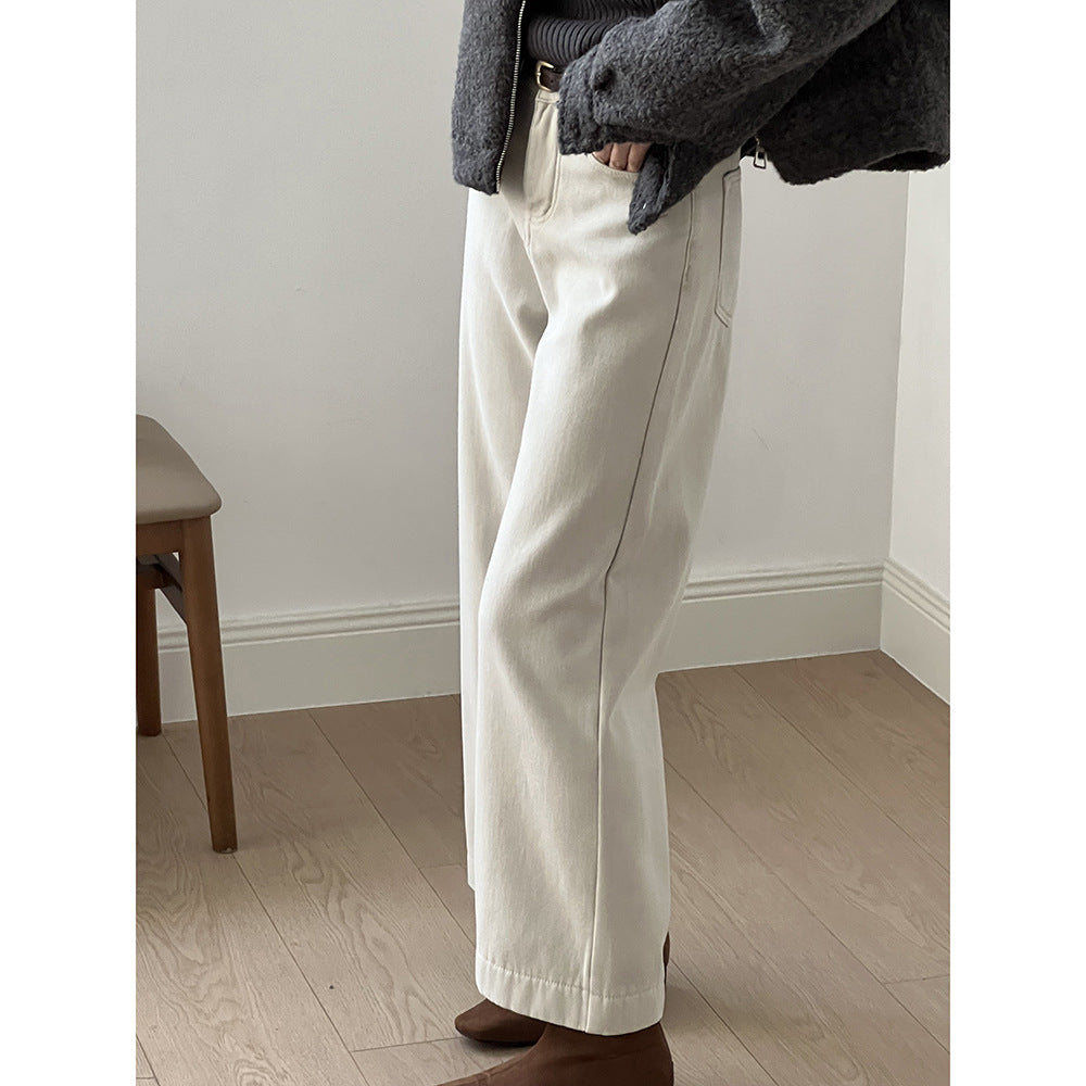 Dame Løst skårede jeans med elegant bælte og høj talje Stilla