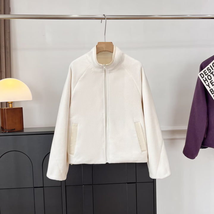 Damer Cozy Fleece Jakke med Høj Krave og Praktiske Lommer Stilla