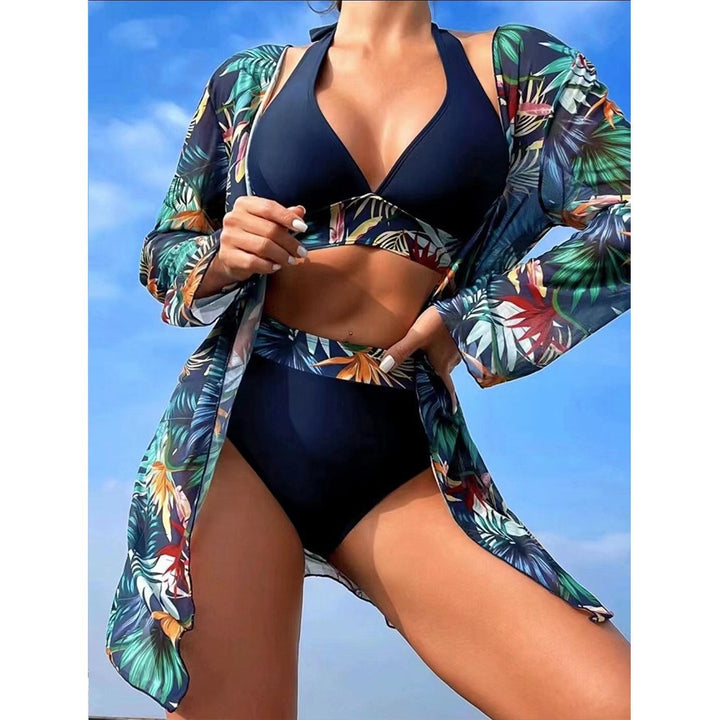 Dame bikini sæt med floralt cover-up skovae