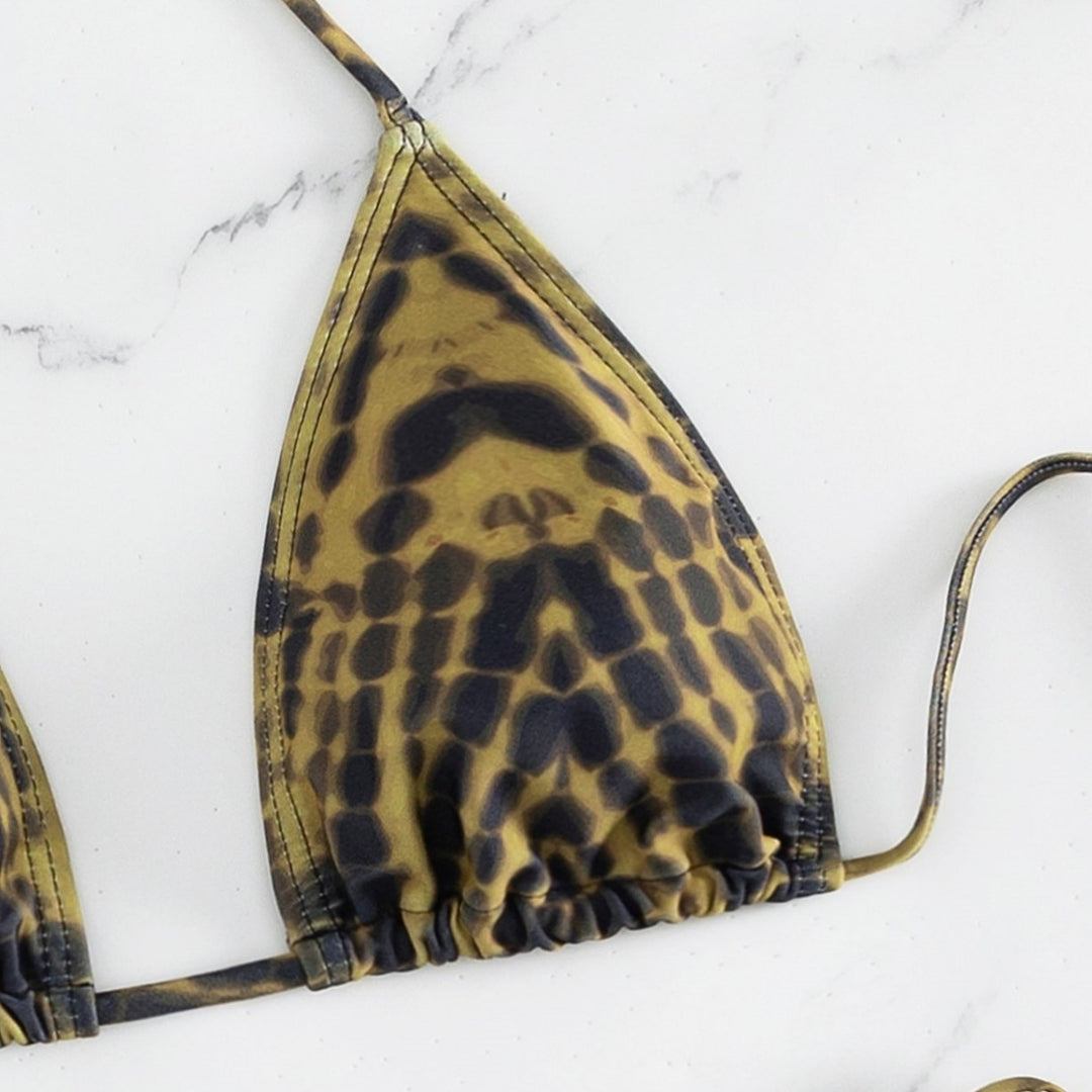 Dame triangel-bikini med justerbare snøre-detaljer Skovae