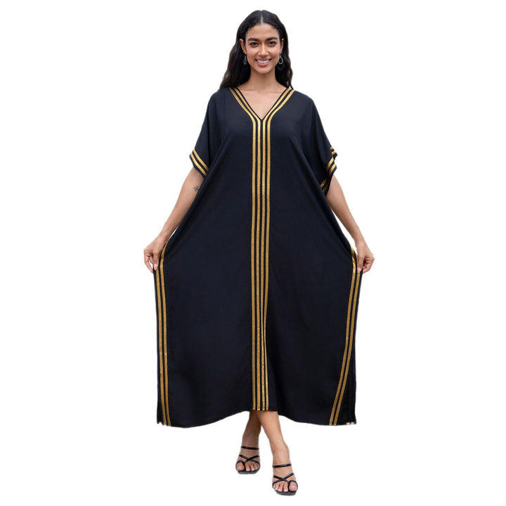 Dame Kaftan med elegant V-udskæring og iøjnefaldende accenter Stilla
