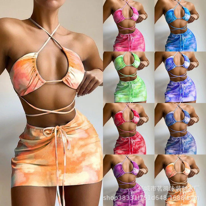 Dame Farverigt Crop-Top og Nederdele-Sæt Stilla