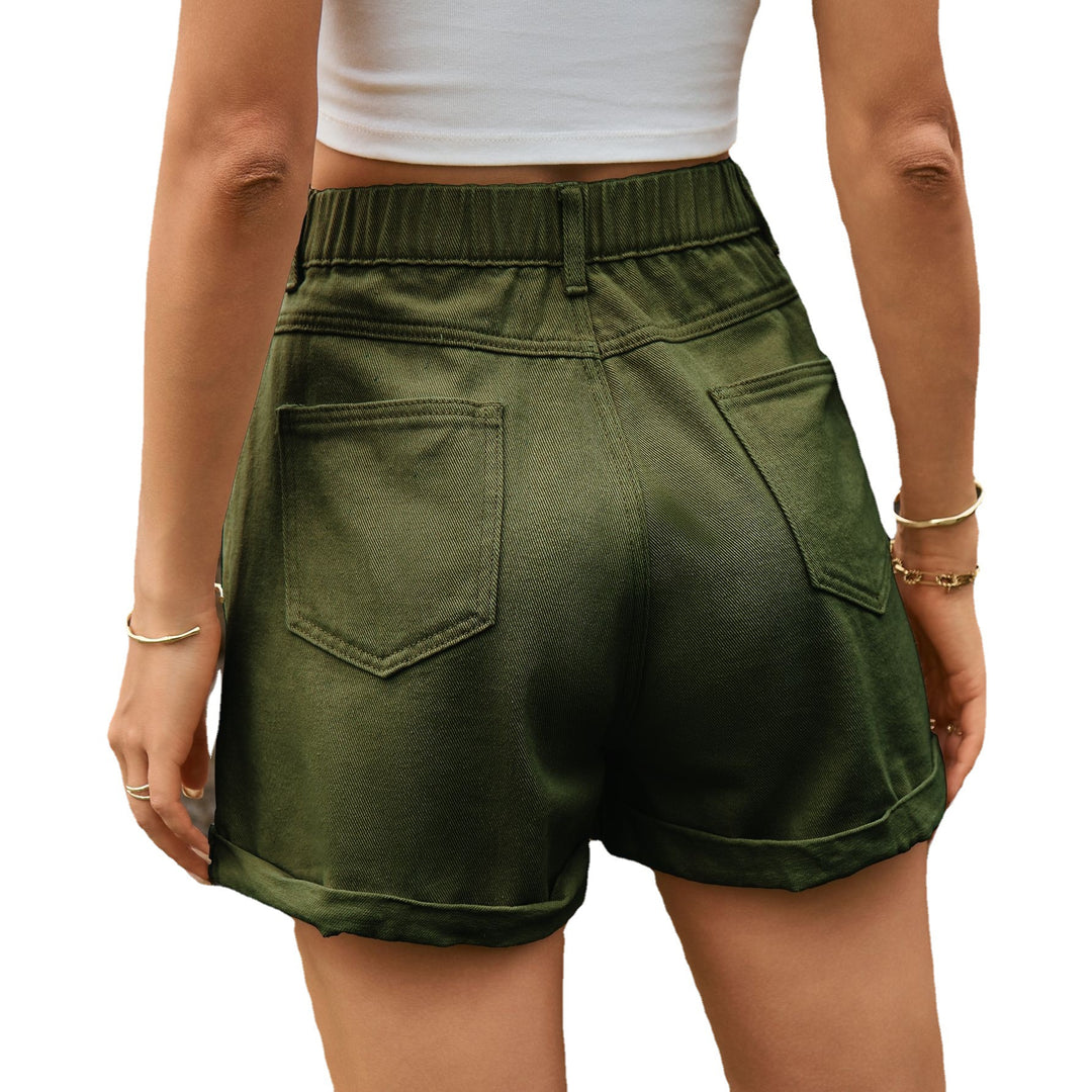 Dame brede denim shorts med høj talje og praktiske lommer Stilla