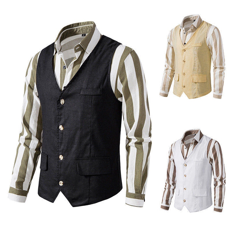 Herrer skræddersyet linned blanding vest Stilla