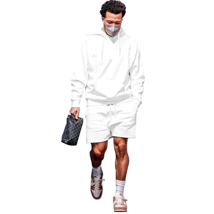 Herre afslappet hoodie- og shorts-sæt i åndbart materiale med praktiske lommer Stilla