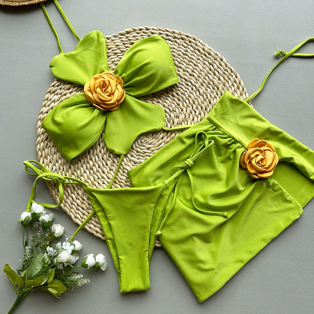 Dame Bikini Sæt med moderigtigt blomsterdesign og flydende overdel Stilla