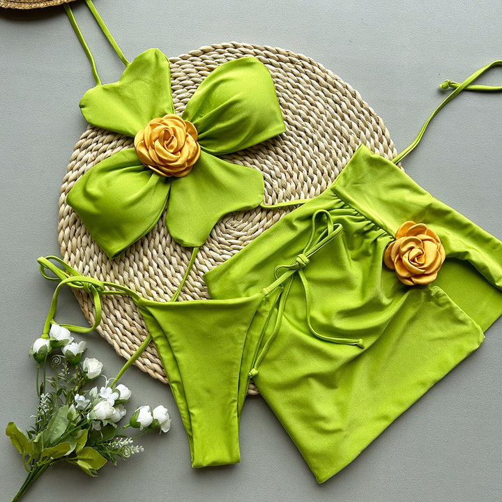 Dame Bikini Sæt med moderigtigt blomsterdesign og flydende overdel Stilla