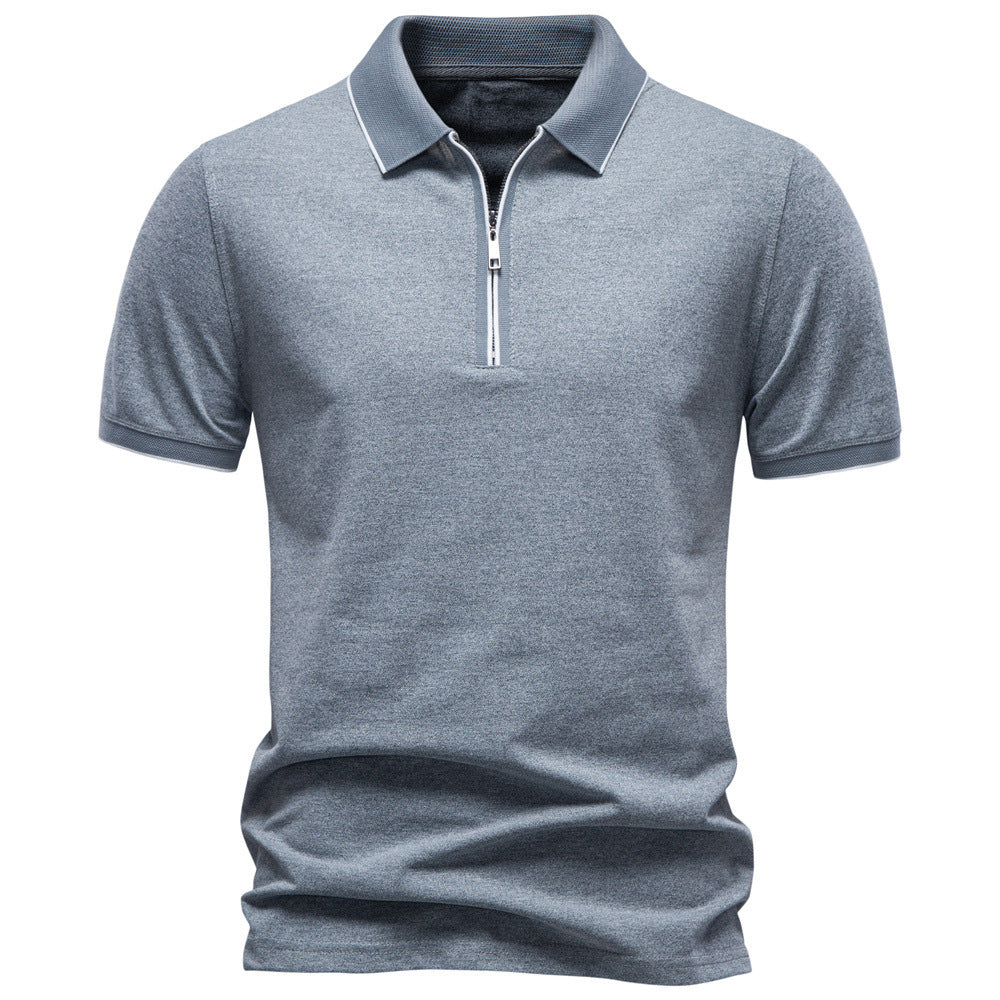 Herrer nan åndbart kortærmet polo shirt med halv højt lynlås og piqué struktur Skovae