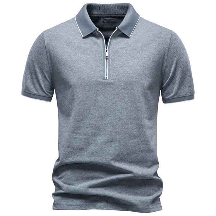Herrer nan åndbart kortærmet polo shirt med halv højt lynlås og piqué struktur Skovae