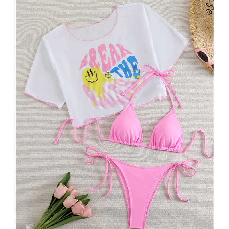Dame bikini-sæt med legende crop-top og kornet underdel Stilla