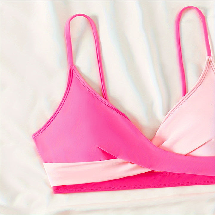 Dame Højtaljede bikini-sæt med indpaknings-top og stilfulde kontraster Skovae