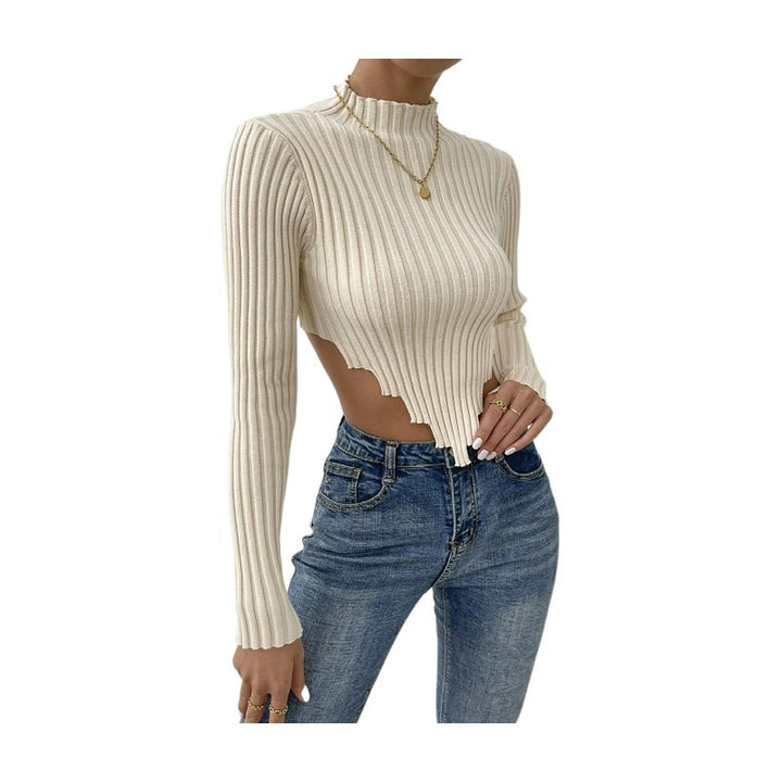 Dame Crop-top med høj krave og ribbet design Stilla