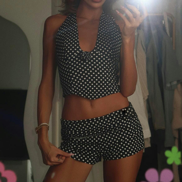 Damen Bikinitop und Shorts-Set mit Polka-Dots Skovae