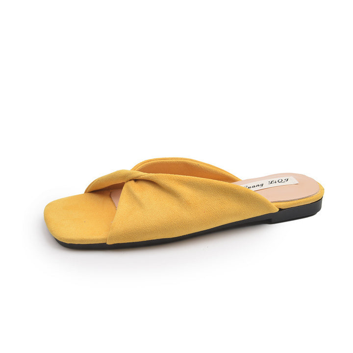 Dame Floral Print Slide Sandaler med krydset remdesign Stilla