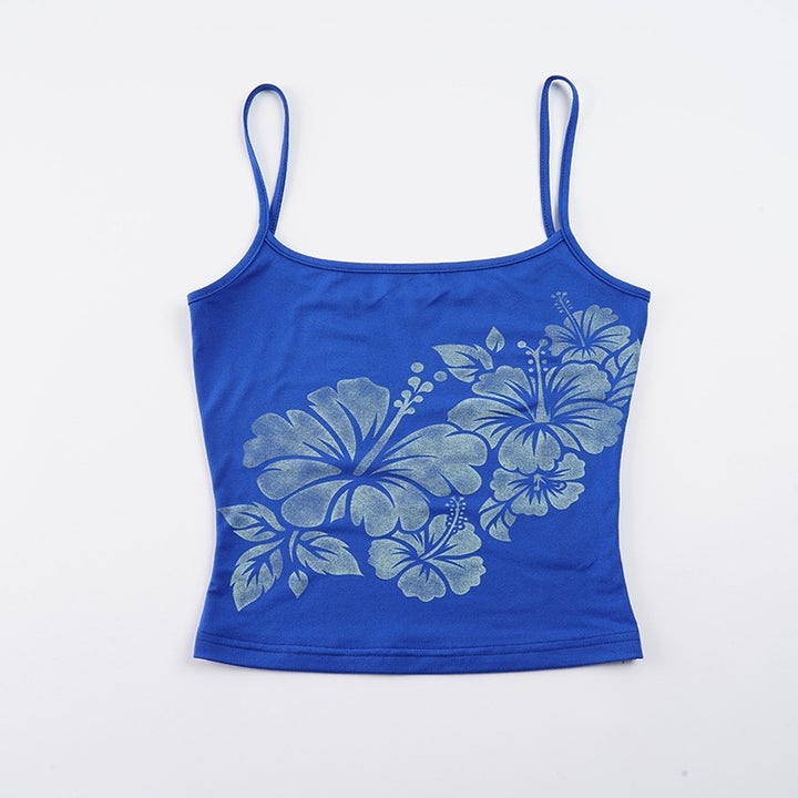 Damen Spaghetti-Top mit floralen Druckdetails Skovae