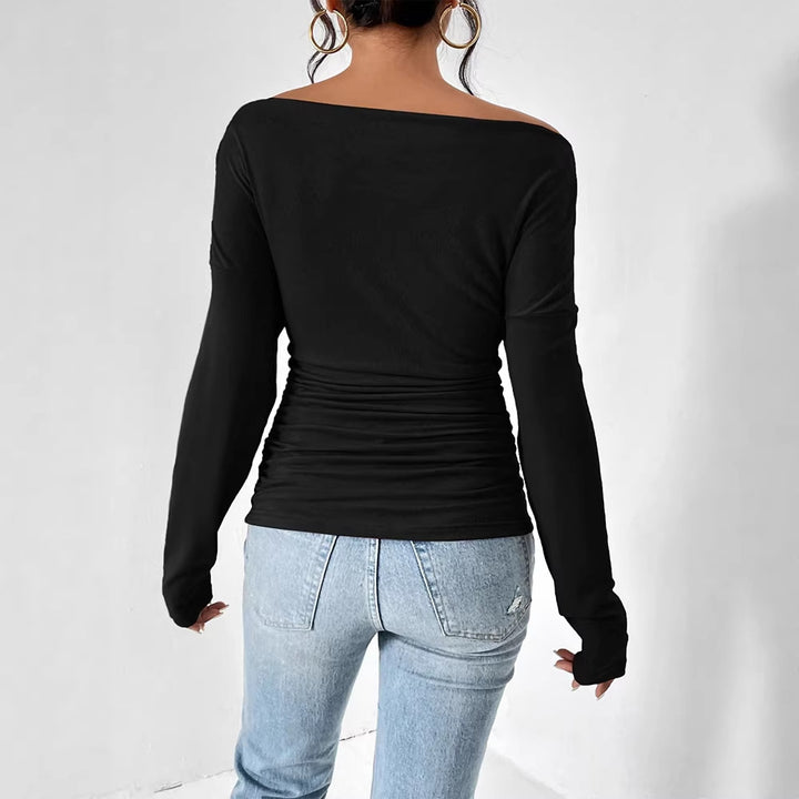 Dame Off-Shoulder Overdel med figursyet snit og fin rynkning Skovae