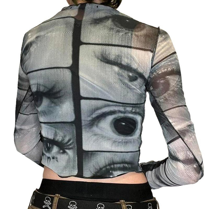 Dame Cropped Cardigan med legende tryk og knapdetaljer Stilla