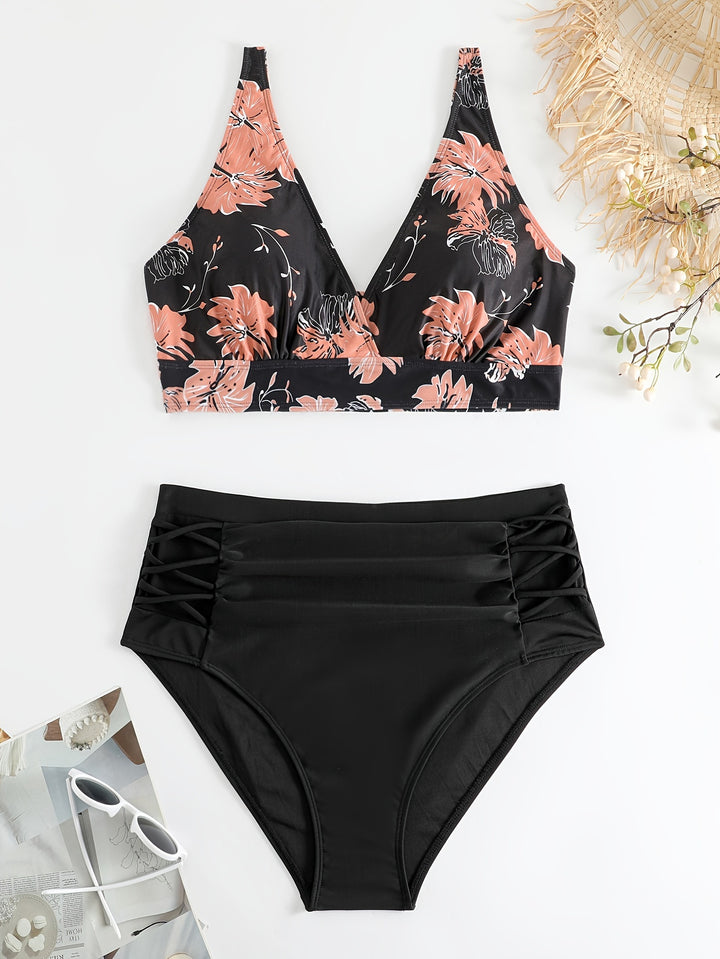Dame Højskåret bikini med blomster accenter og raffinerede detaljer Skovae