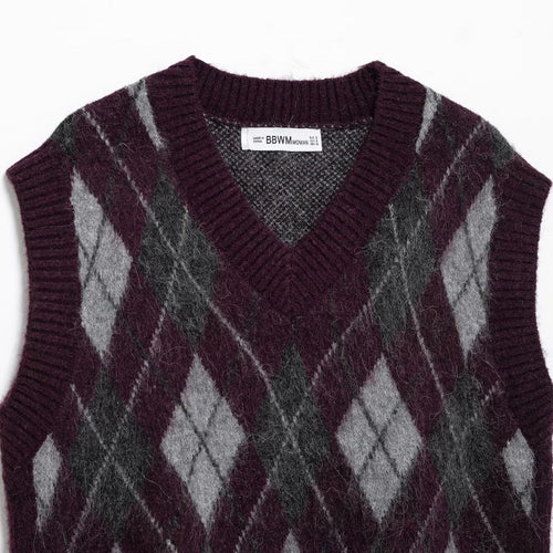 Femme Argyle-mønster strikvest Stilla